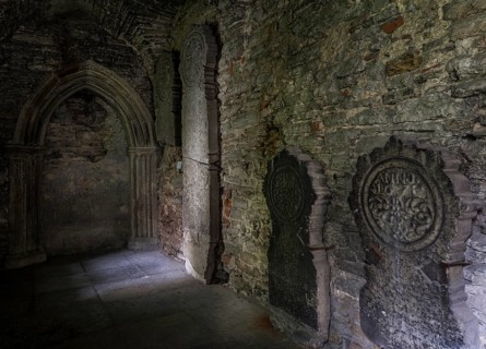 Dungeon of the former Dominican monastery with old grave stones