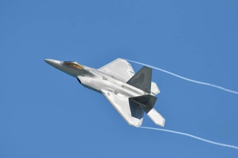 Lockheed Martin F-22 Raptor performs at an air show