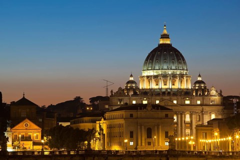 St. Peter's Basilica at dusk
