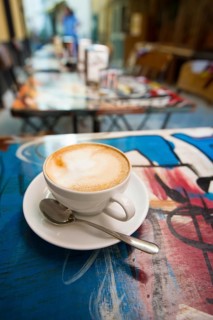 Cappuccino in a sidewalk cafe