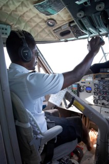 Pilot during the start in the cockpit of a hydroplane