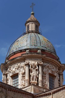 Baroque majolica dome with stucco relief