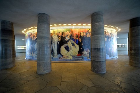 Detail of the mural 'The Path of the Representatives to St. Paul's Church' by the Berlin painter Johannes Grutzke