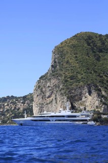 Feadship motor yacht Lady Marina at anchor in front of Eze Bord de Mer