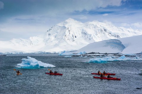 Kayakers paddling near Port Lockroy
