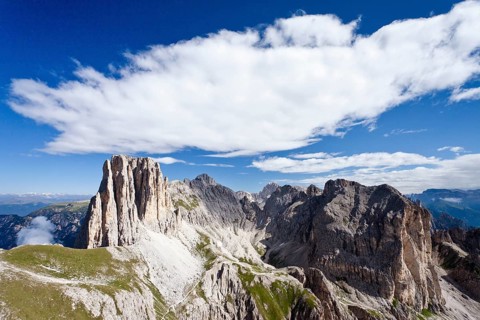 View while ascending Croda Rossa or Sextener Rotwand in the Rosengarten Group along the Via Ferrata Croda Rossa climbing route
