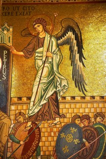 Byzantine mosaics of scenes from the bible at the Palatine Chapel or Cappella Palatina
