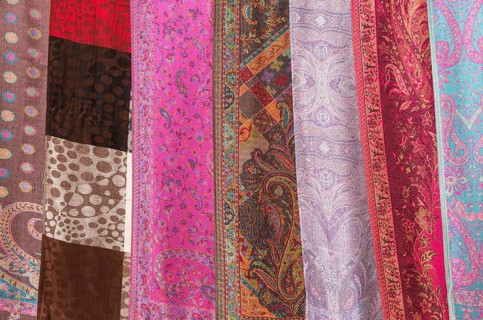 Scarves displayed for sale