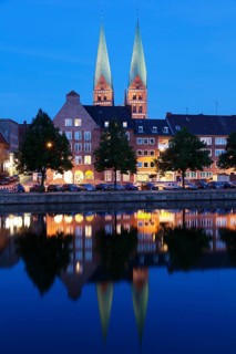 Trave river and Marienkirche church