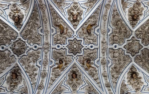 Exuberant baroque stucco work at the ceiling of the Aurora church