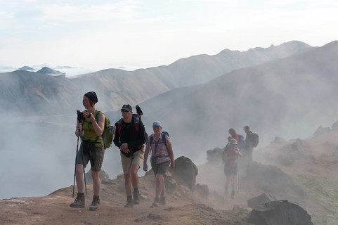 Trekking in a mountain landscape