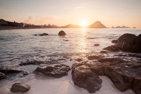 Coastal landscape at sunrise