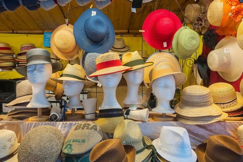 Sales stand for sun hats