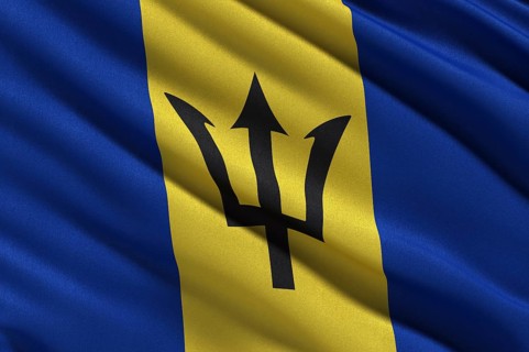 Flag of Barbados waving in the wind