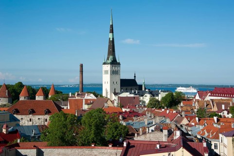 View from Toompea Hill to the Lower Town with St. Olaf's Church