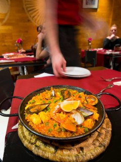 Paella served in a tapas bar