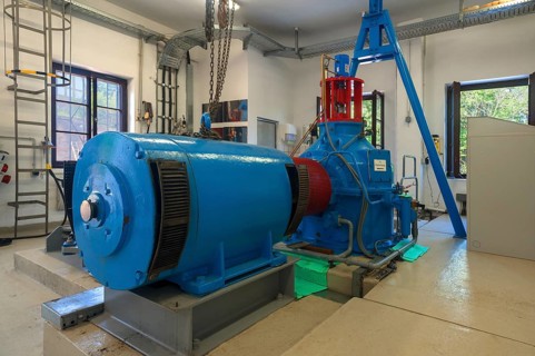 Turbine in the hydroelectric power plant at the Pegnitz Weir in Hammer