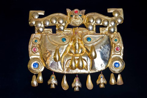 Golden pre-Columbian Inca mask