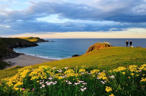 Meadow near the viewpoint overlooking the beach of Sango Bay