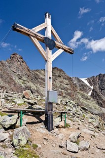 Summit cross on Mt Schmied at Langtaufers in the Alta Val Venosta
