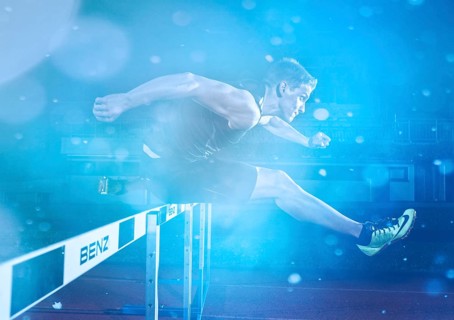 Hurdle racing athlete