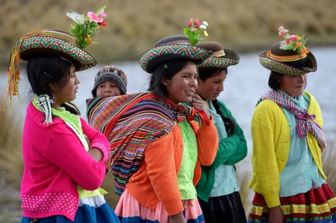 Young women in colorful