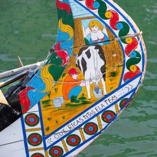 Colorful hand painted prow of a Moliceiro boat
