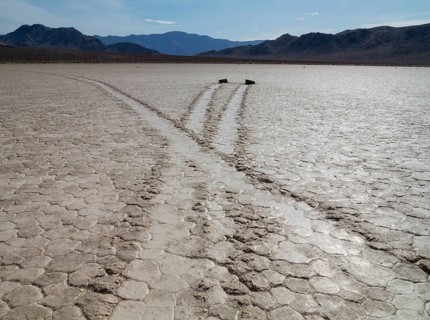 Tracks created by the mysterious moving rocks at the 'Racetrack'