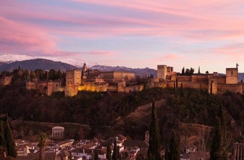 Alhambra palace at dusk