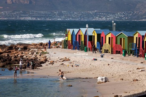 Colourful beach houses in Muizenberg