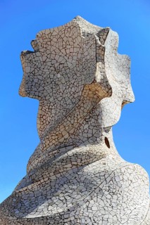 Sculptural ventilation shaft on the roof of Casa Mila or La Pedrera by Antoni Gaudi