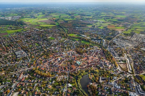 Overview of Wiedenbruck with St. Aegidius Church and the Franciscan Monastery of Wiedenbruck