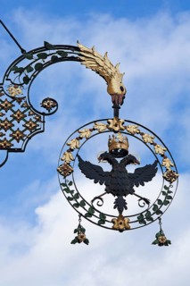18th century hanging sign of the former 'Schwarzer Adler' guesthouse