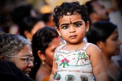 Girl at Hindu temple festival