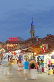 Old street with shops and the Selimiye Mosque
