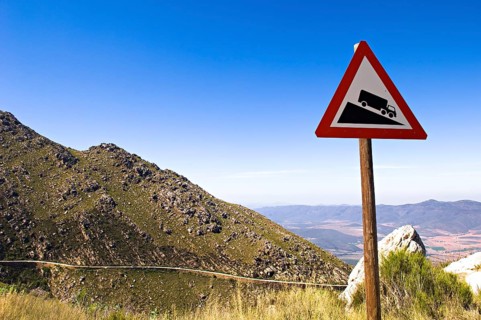 Traffic sign on a mountain road