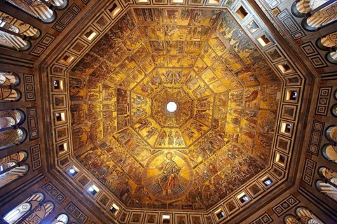 Medieval mosaics on the ceiling of the Baptistry of Florence Cathedral