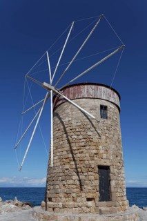 Historic windmill in Mandraki Harbour