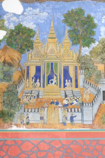 Reamker frescoes adorning the walls of the Royal Palace complex in Phnom Penh