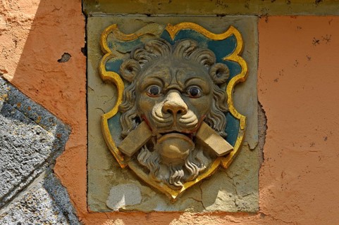 Lion head with chevrons