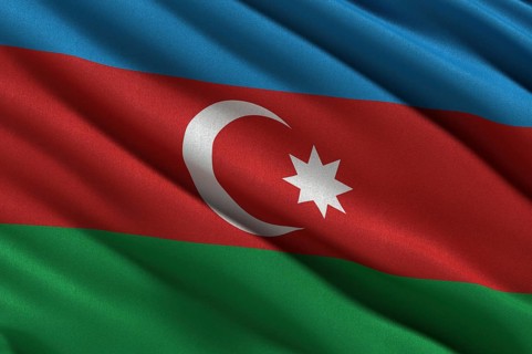Flag of Azerbaijan waving in the wind