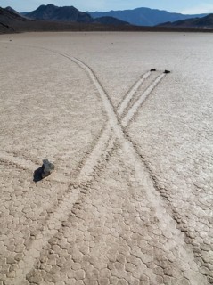 Tracks created by the mysterious moving rocks at the 'Racetrack'