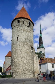 Towers of the town fortification with St. Olaf's Church