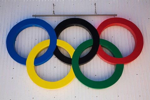 The Olympic rings at The Montreal Olympic stadium