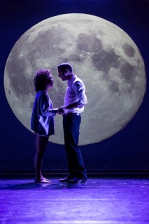 Nadja Scheiwiller as Alex Owens and Daniel Kandlbauer as Nick Hurley performing in the musical Flashdance in Le Theatre in Kriens