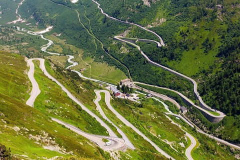 Grimsel Pass and Furka Pass on the right