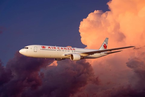 Air Canada Boeing 767-333 ER in flight in a storm