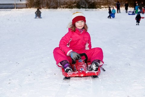 Girl sitting on a sled