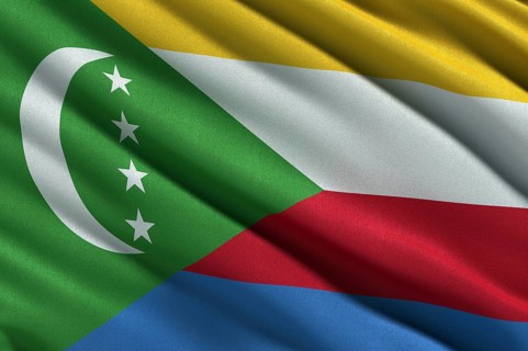 Flag of the Comoros waving in the wind