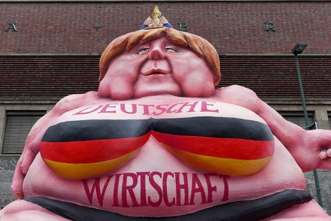 German Chancellor Merkel as a fat Buddha